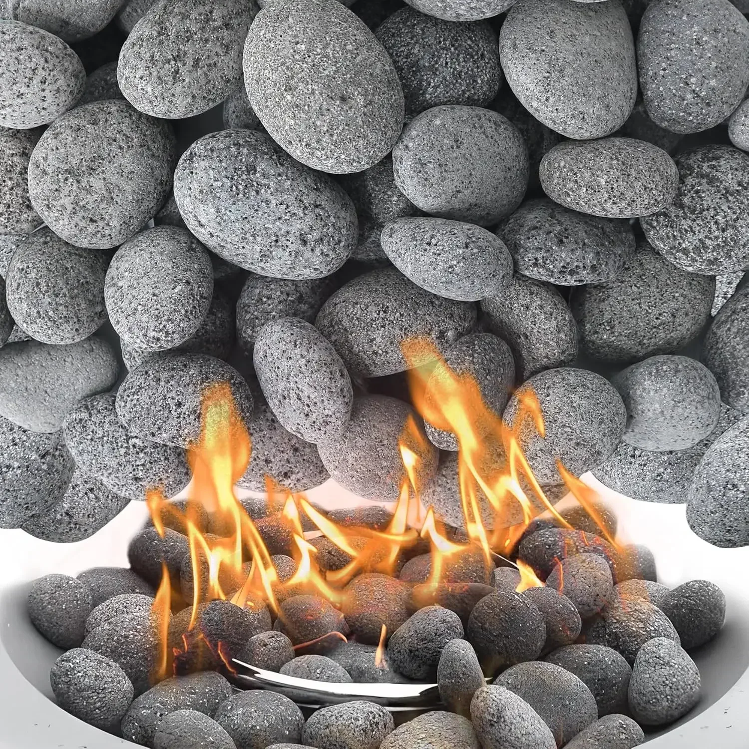 

45LB Lava Rocks for Fire Pit, 2-3 Inch Natural Pebbles Tumbled Lava Rock for Gas Fire Pit and Indoor Outdoor Fireplaces