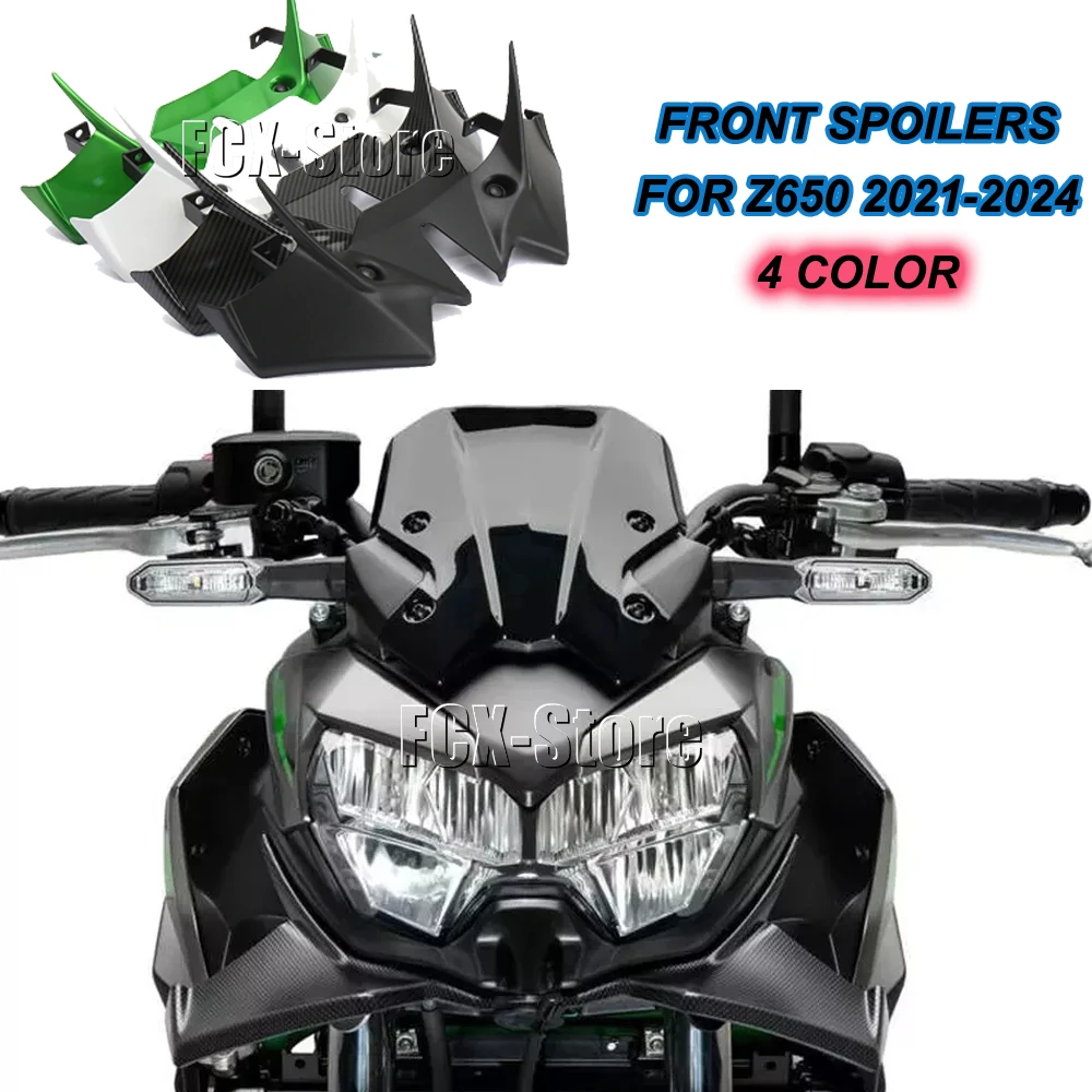 Motorcycle Sport Downforce Naked Front Spoilers Aerodynamic Wing Deflector Kit For KAWASAKI Z650 z650 Z 650 2021 2022 2023 2024