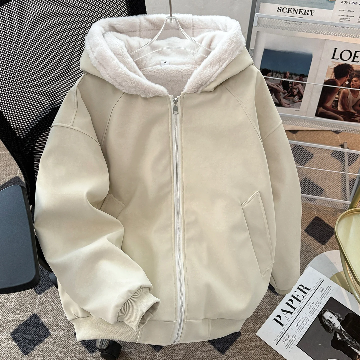 

Men's Winter Thiened Fce Lined Hooded Cotton Jaet Versatile Casual Sle Youth Faion Warm Outerwear Coat