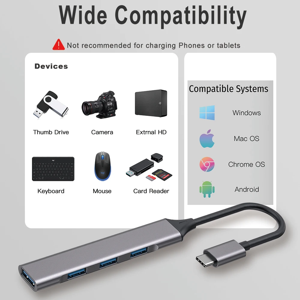 Getatek-Hub USB tipo C 3,0 OTG, 4 puertos, adaptador divisor múltiple, accesorios para portátil, Lenovo, Macbook Pro