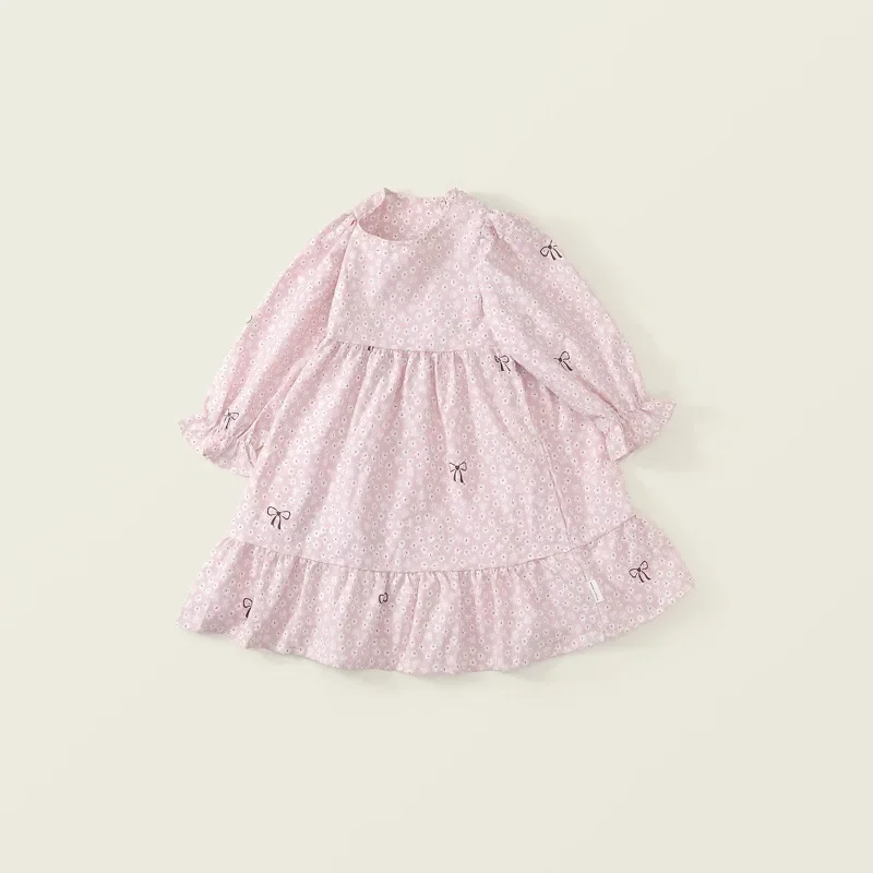 Kinder Mädchenkleid RAISE Herbst Schleife Blumendruck Kinder Mädchen Prinzessinnenkleid Rundhals 2-8 Jahre Mädchen Langarmkleid Haarband – Detail 20