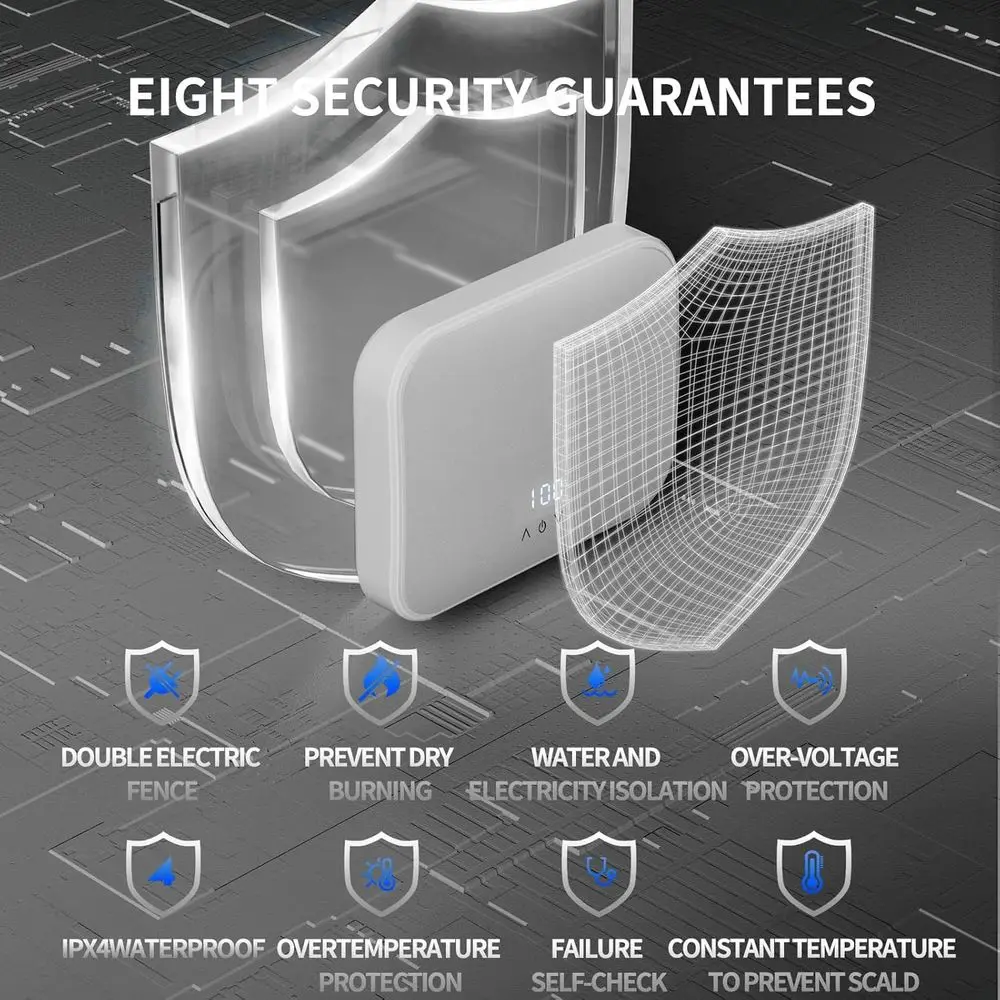 110V 4000W Electric Tankless Water Heater with Touchscreen Display and Auto Control System