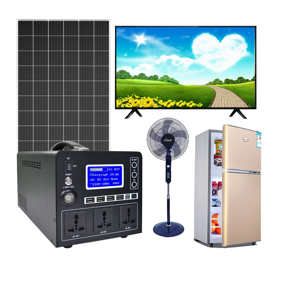 

Solar System 500w 1000w Energy Off Grid Power Gerador DC to AC 110v 220v Home Solar Generator for House