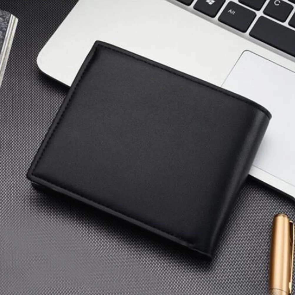 

Black Wallet Men'S Billfold Holder Short Purse Large Capacity Holder For Cards Cash Id Retro Style Gift