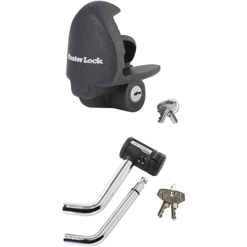 Master Lock 379ATPY Universal Trailer Hitch Lock, Black 2866DAT 1/2 in. and 5/8 in. Swivel Head Receiver Lock for Class I-IV