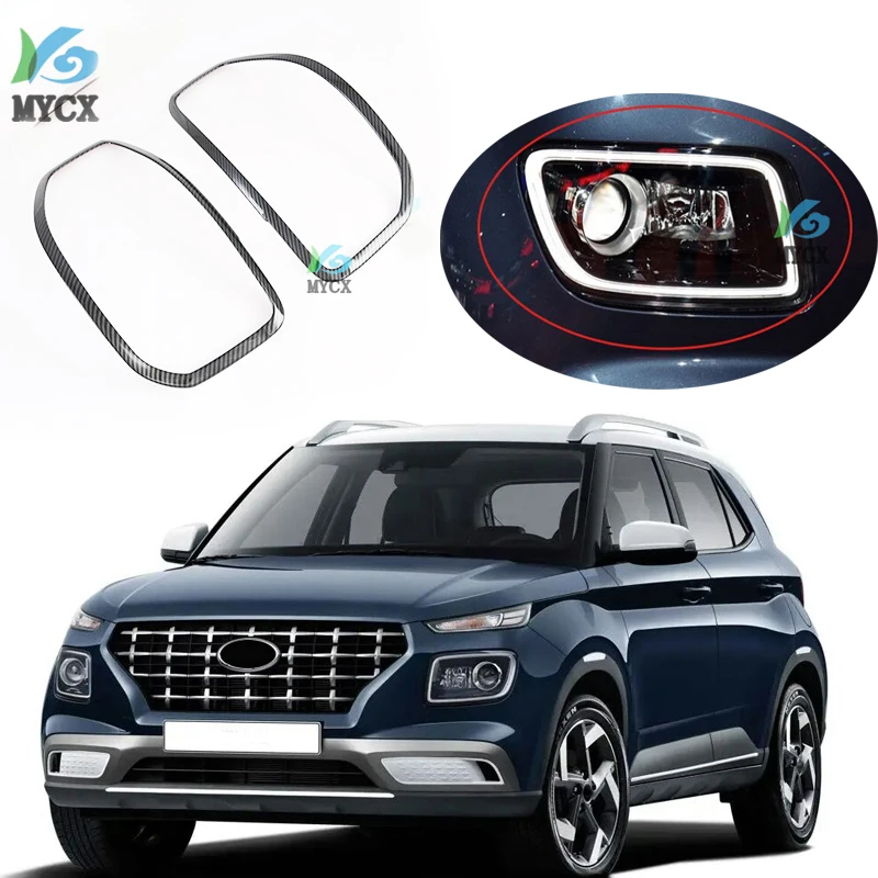 For Hyundai Venue 2019 2020 Exterior Taillight Frame Decoration Sticker Cover Trim Car Styling ABS carbon fiber