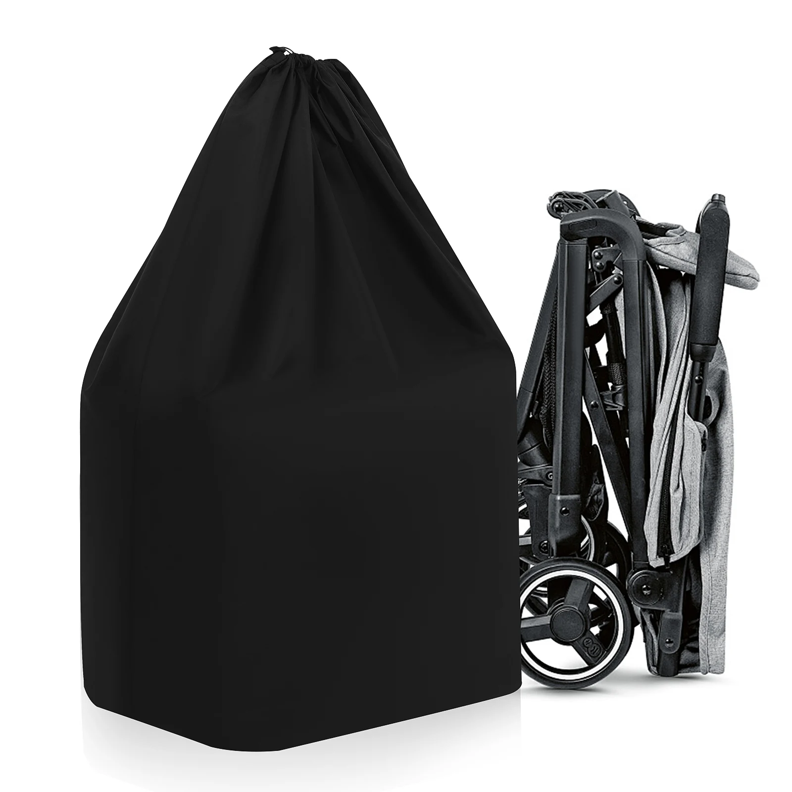 

Nylon Stroller Storage Bag Heavy Duty Water Resistant Drawstring Closure Reinforced Seams Travel Airplane Carseat Shopping