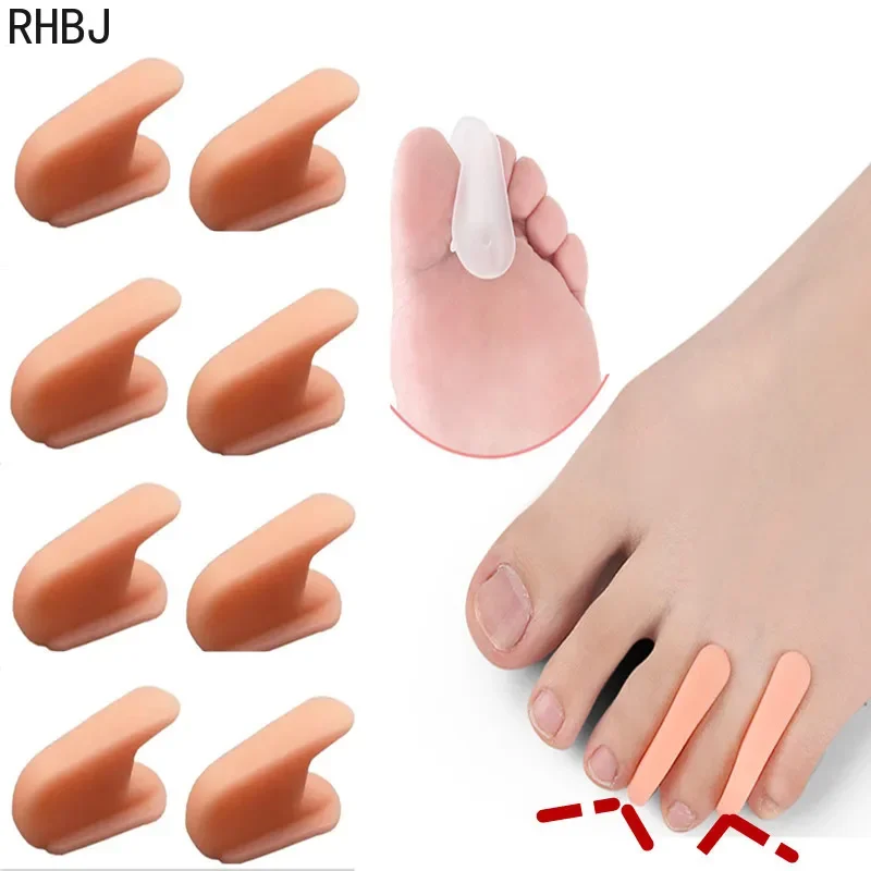 RHBJ 2/4Pcs A-shaped Silicone Toe Separator Thumb Valgus Big Foot Bone Overlapping Pedicure Corrector Orthosis Special FootCare