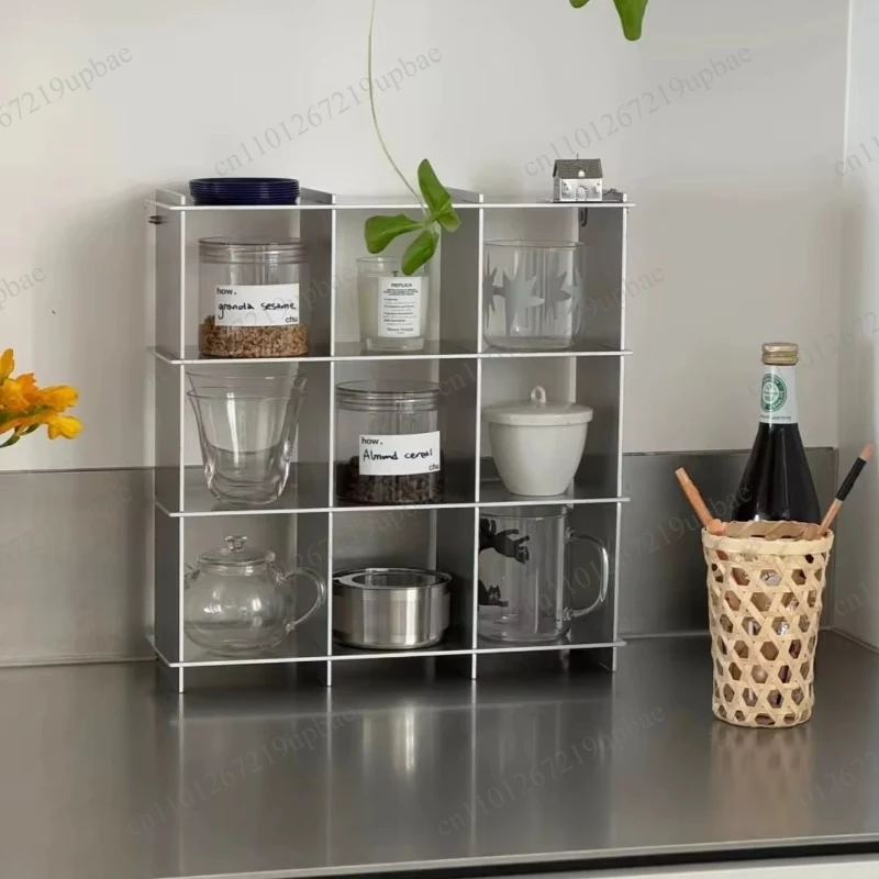 Minimalist Aluminum Alloy Countertop Cup Storage Shelf, Multi-Layer Mug Holder Kitchen Organizer for Coffee Bar Station