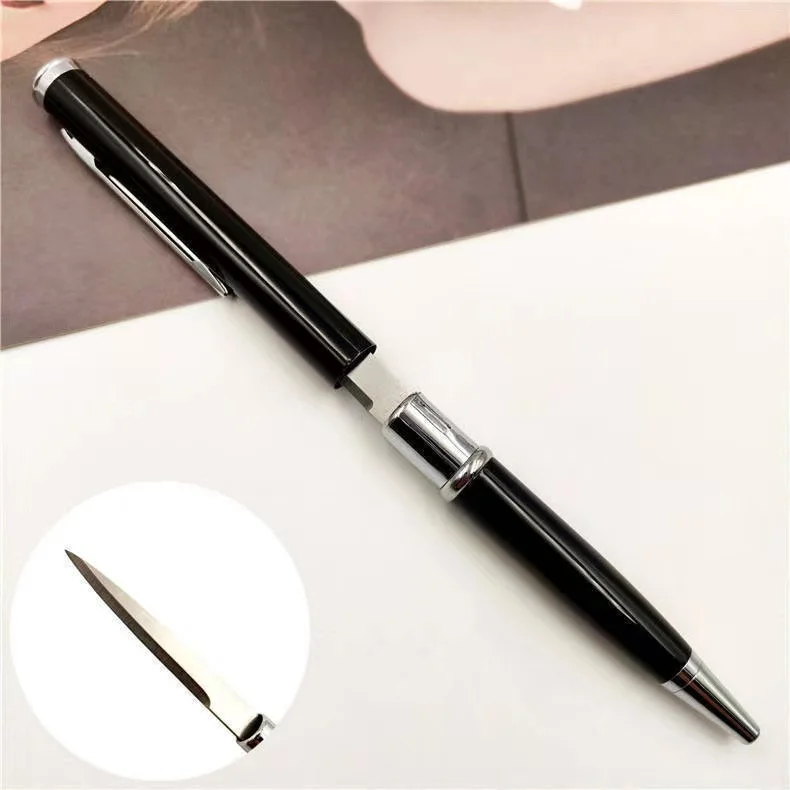 Ourdoor Knifepen Edc Ballpoint Pen with Knife Portable Steel End Handle Metal Pen for Student School Office Outdoor Writing