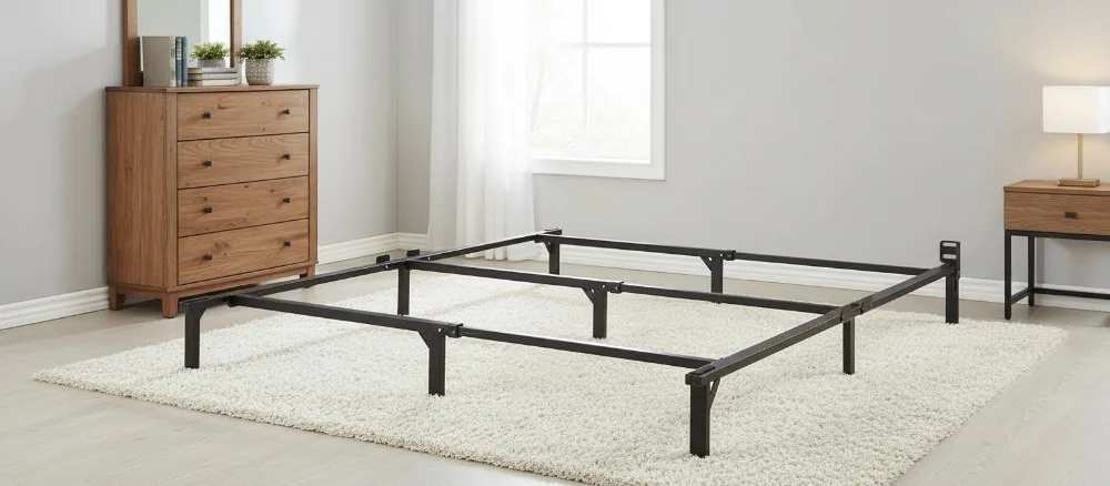 

Queen Metal Bed Frame with 9-Leg Base, Tool-Free Assembly, Black Finish for Box Spring and Mattress