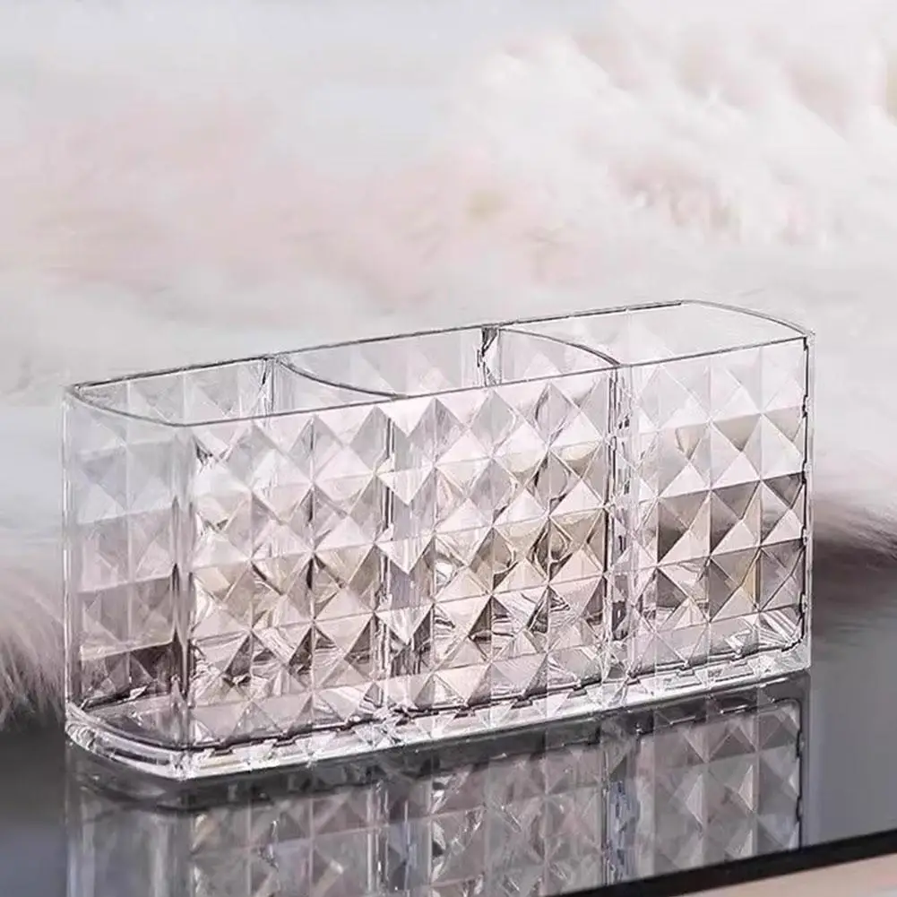 Suporte de pincel de maquiagem acrílico transparente, organizador de cosméticos de mesa, organizador de suporte de maquiagem, caixa de estudante, caneta, armazenamento de jóias l6u2