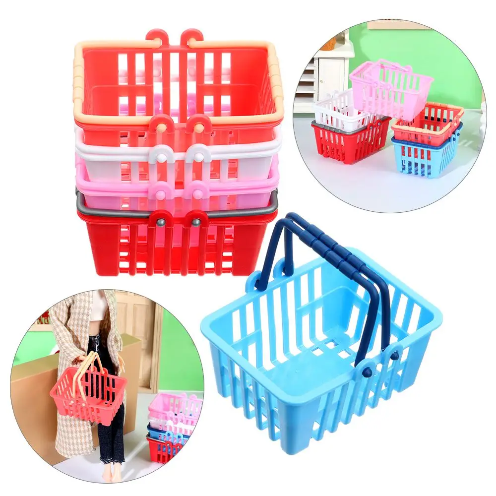 Modelo de brinquedo supermercado compras cesta de comida em miniatura mini boneca acessórios cesta de compras