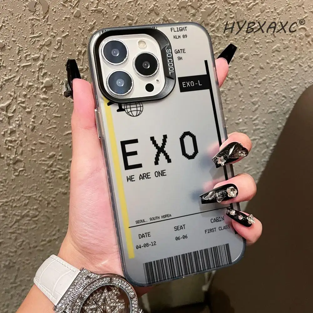 Funda para Teléfono Kpop E-EXO para iPhone 17 16 15 Pro MAX 14 13 12 16e 15Pro Plus, Carcasa Plateada IMD 17Air