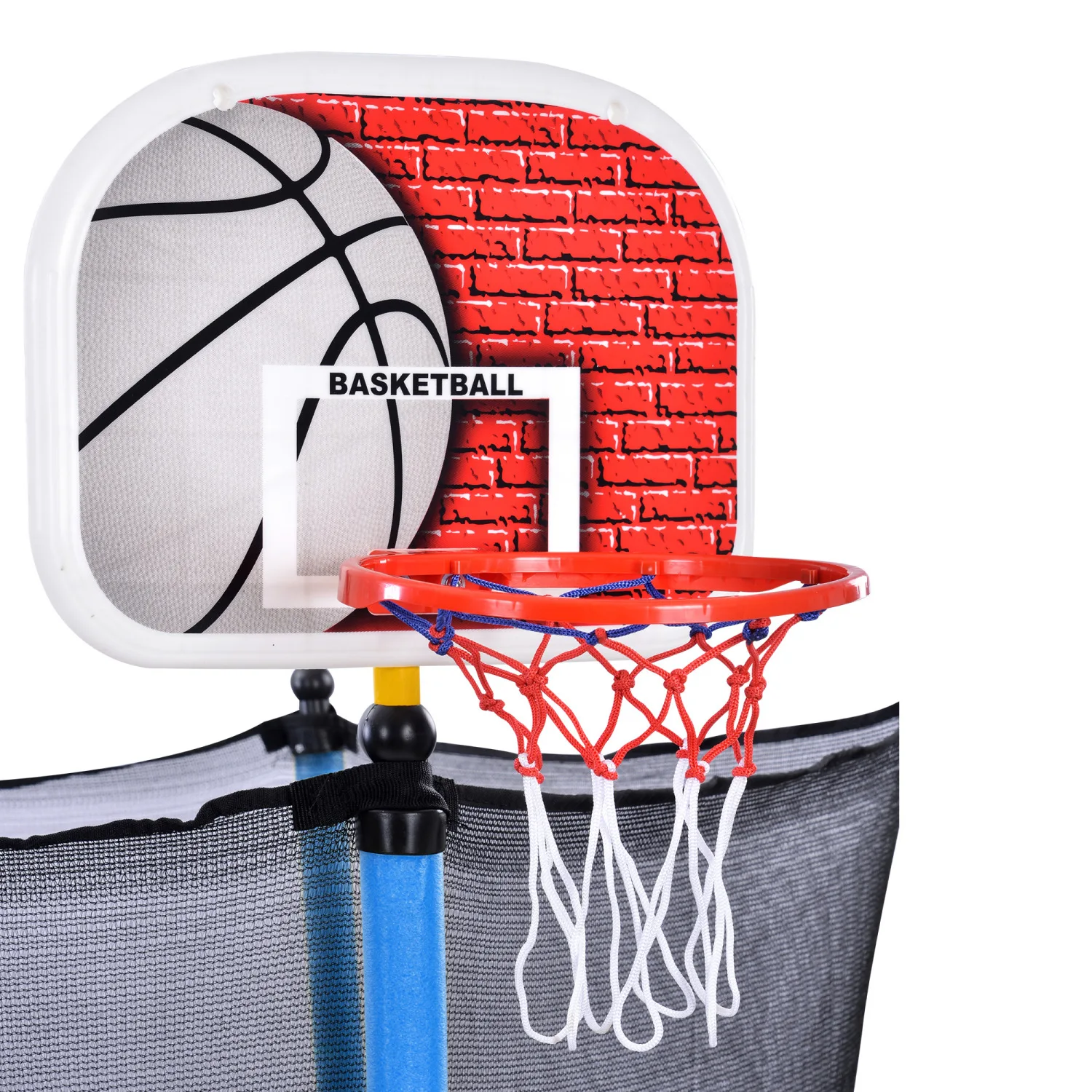 

5.5FT Trampoline for Kids - 65" Outdoor & Indoor Mini Toddler Trampoline with Enclosure, Basketball Hoop and Ball Included