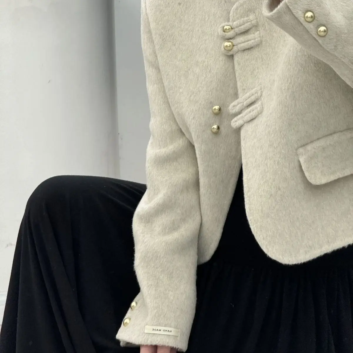 Spring and Autumn New Women's Woolen Coat Commuting Fashion Short Woolen Top
