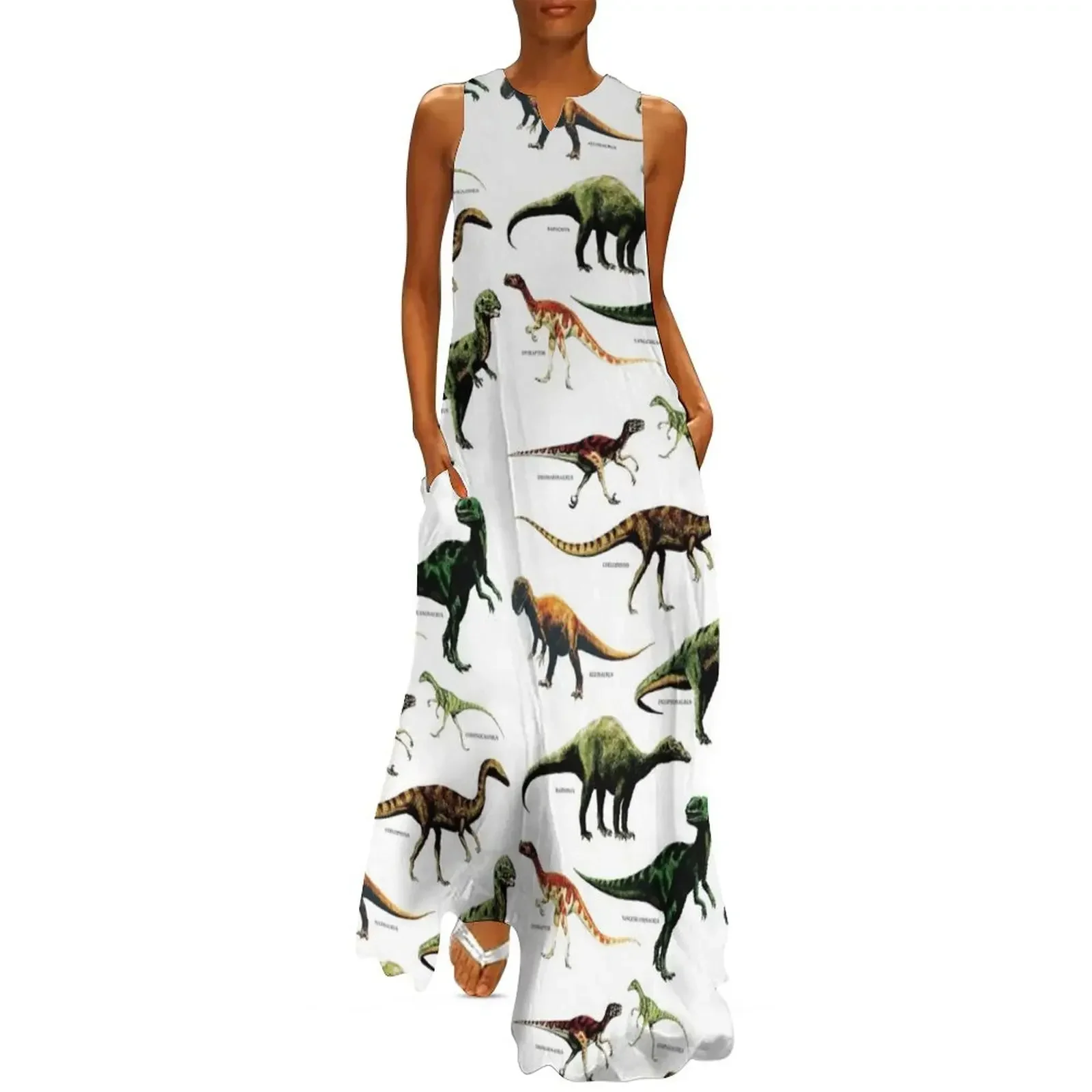 

DINOSAUR SPECIES VINTAGE RETRO 80s DINO DINOSAURS Long Dress sensual sexy dress for women Dress