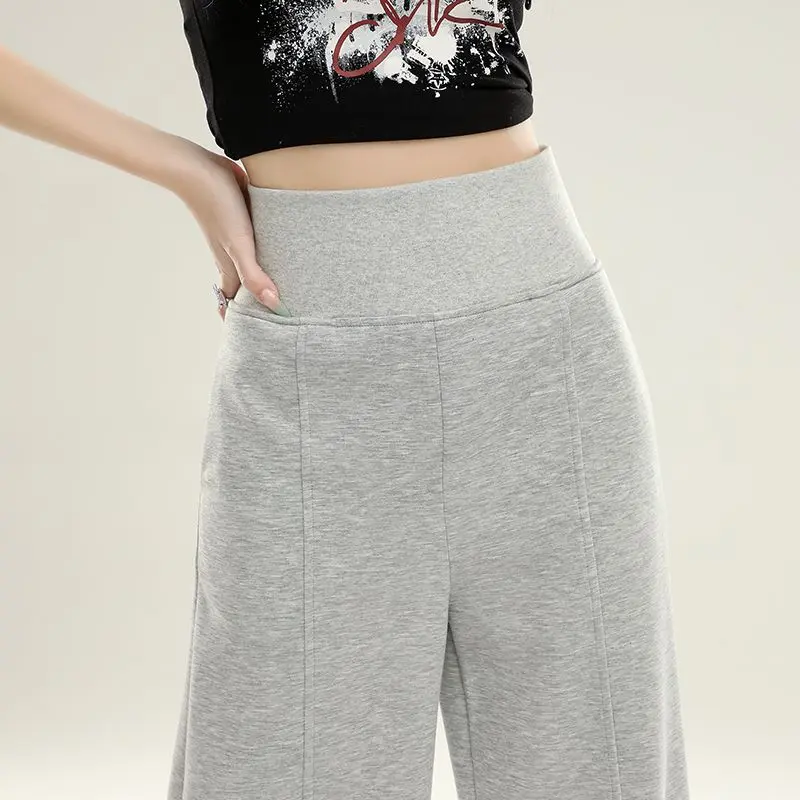 Deeptown Baggy Y2k Grey Sweatpants Woman Casual Vintage Korean Fashion Wide Leg Pants Sports High Waist Basic Loose Trousers