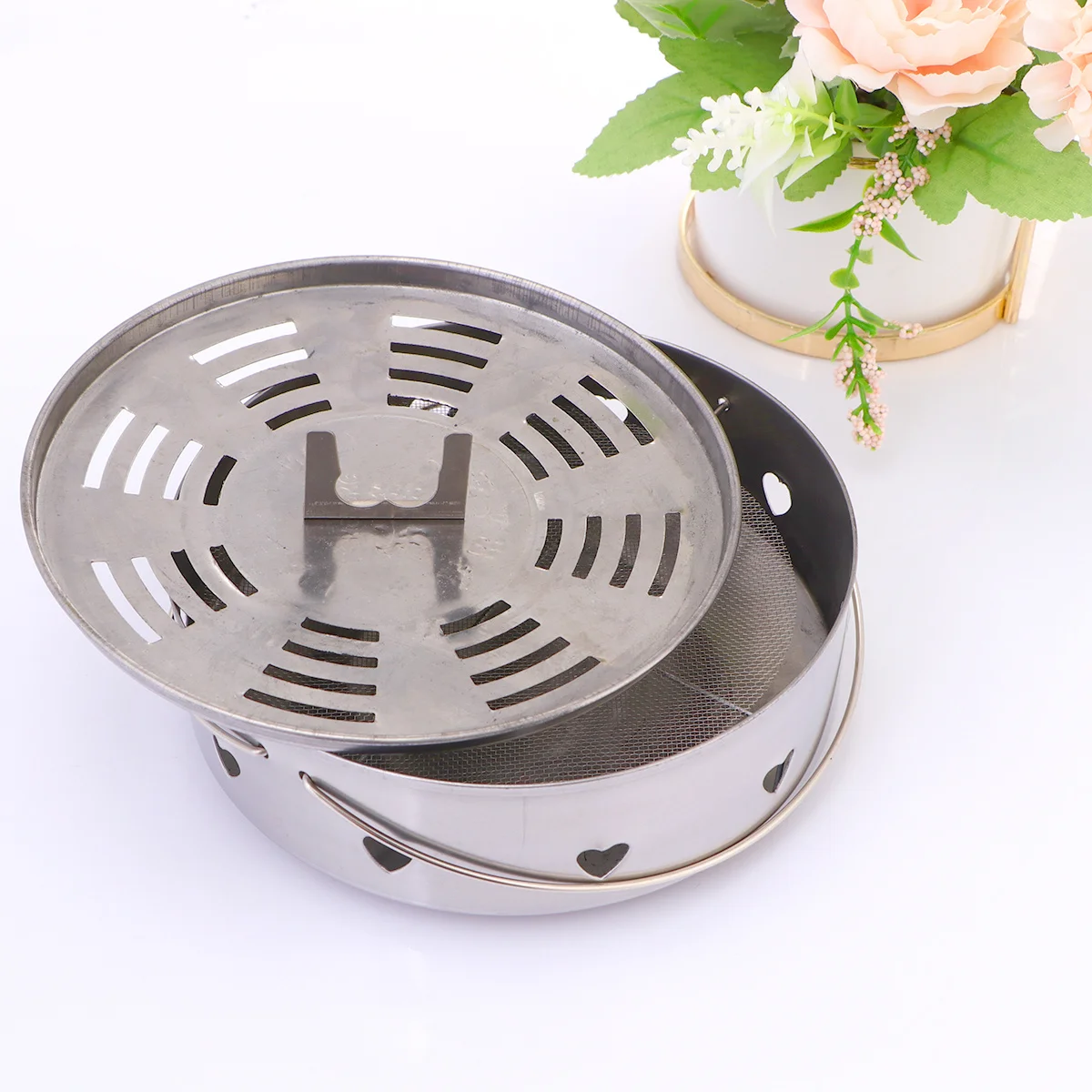 2 قطعة حامل البخور البعوض قسط طبقة مزدوجة الفولاذ المقاوم للصدأ لفائف حامل للمنزل مكتب المعطرة عرض البخور الدعم