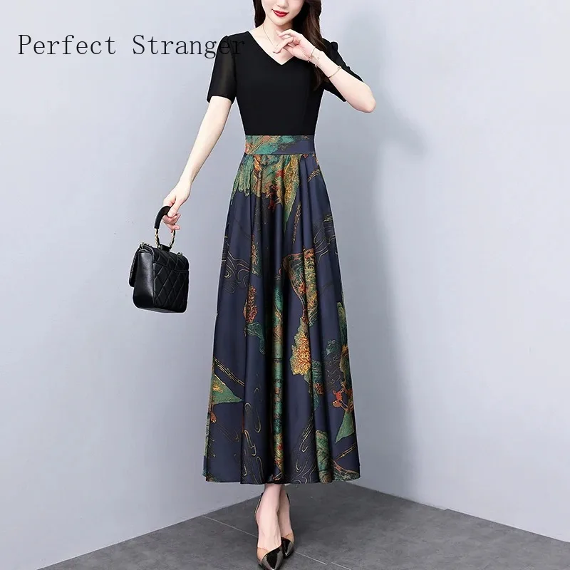 Vintage Clothes For Women 2024 Maxi Dress Chiffon Floral Party Elegant Boho Summer Korean Long Chic Evening Dresses