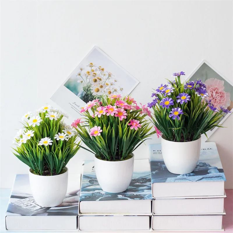 Spring Grass Chrysanthemum Simulation Flower Pot Set Home Green Plant Decoration Pieces