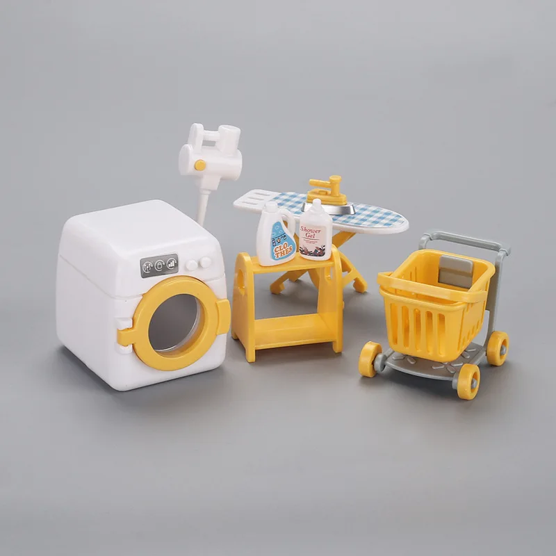 Wasmachine Set Speelhuis Speelgoed Kinderen Miniatuur Poppenhuis Klein Meubilair DIY Model Voor Geschenken
