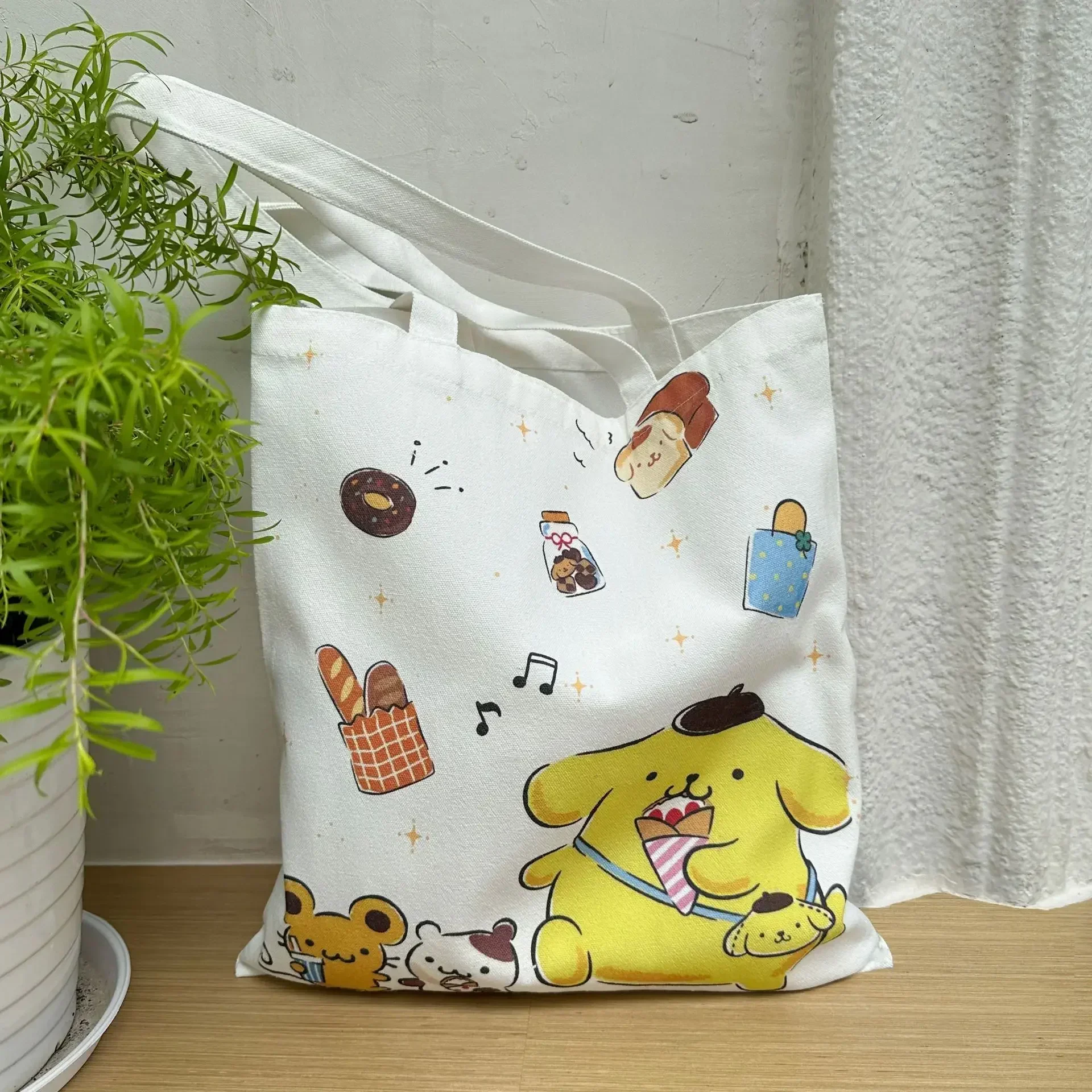 Sanrio Kawaii Surrounding Anime Kuromi My Melody Pochacco Shopping Canvas Bag Cartoon Student Class One Shoulder Handbag Gift