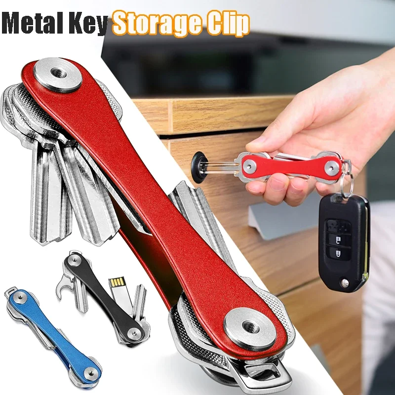 Nieuwe mode sleutelhanger portemonnee metalen sleuteldoos compacte clip opslag sleutelhanger auto gadgets sleutelhangers voor mannen compacte clip sleutel organisator