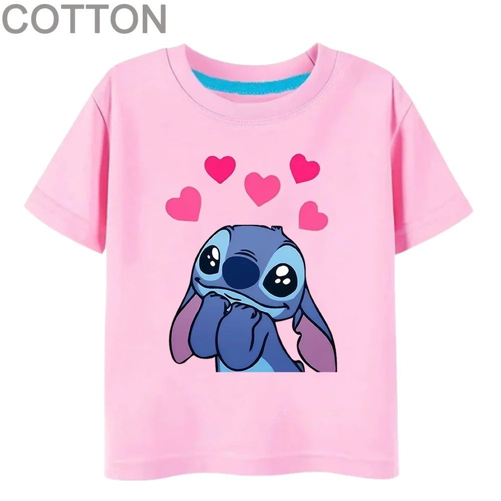 

Lovely Stitch Anime Fashion Cotton Summer Children's Multiple Cartoon T-shirts Round Neck Casual Short Sleeve Print Pattern