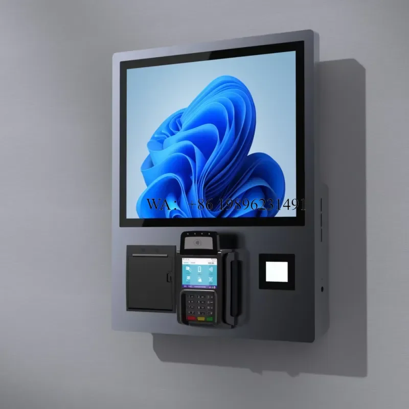 Wall Mount 19 Inch Self Service Ordering Payment Kiosk for Fast Food Restaurant