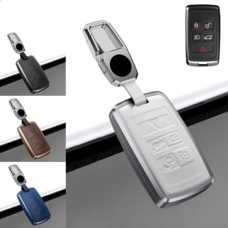 

A+ Alloy Leather Car Key Fob Case Cover For Land Rover Range Rover Sport Discovery
