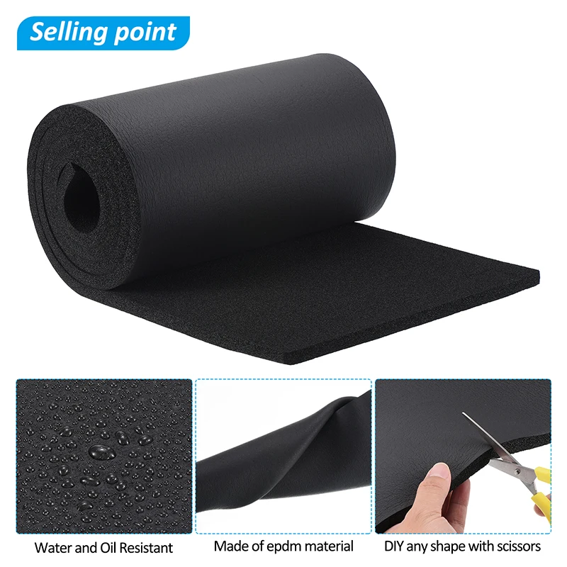 200cm Closed Cell Neoprene Sponge Foam Sheet Roll Easy Cut Weather Seal Rubber Insulation Soundproof Padding Non Adhesive DIY