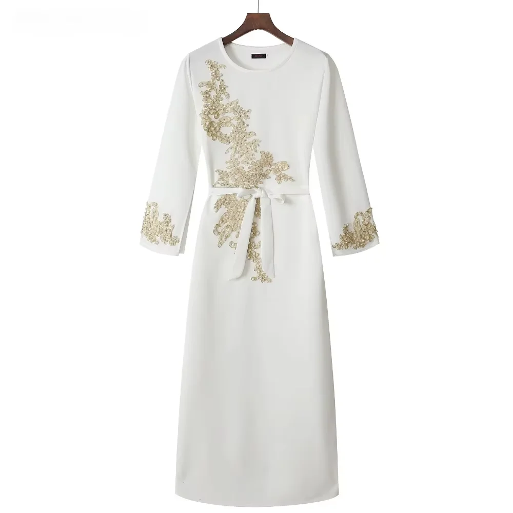 Muslim Fashion Dress Women Arab Pearl Dresses Dinner Party Plus Size Loose Casual Elegant Female Maxi Dress