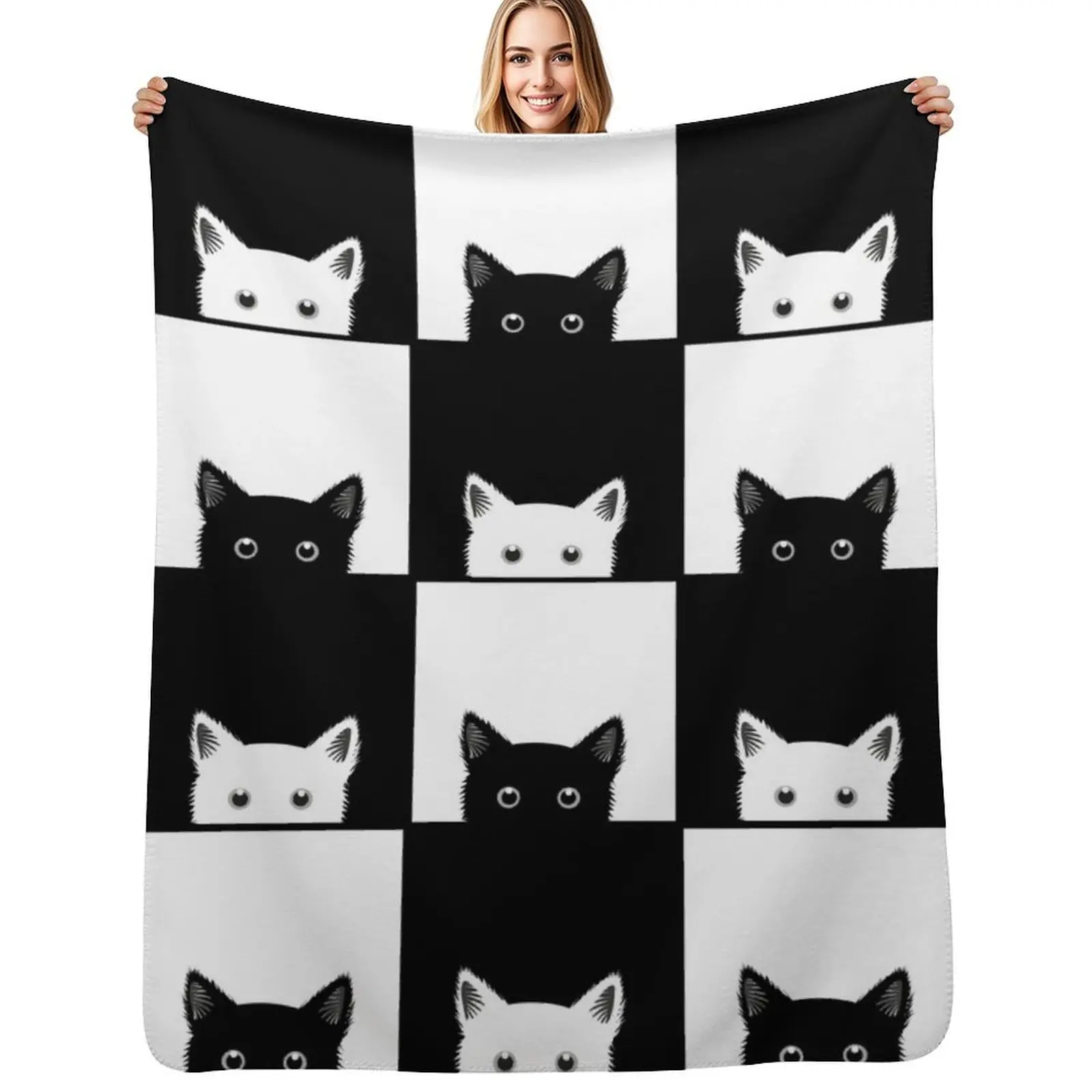

Cat Pattern Throw Blanket Cozy Warm Blanket for Bed Room Decor