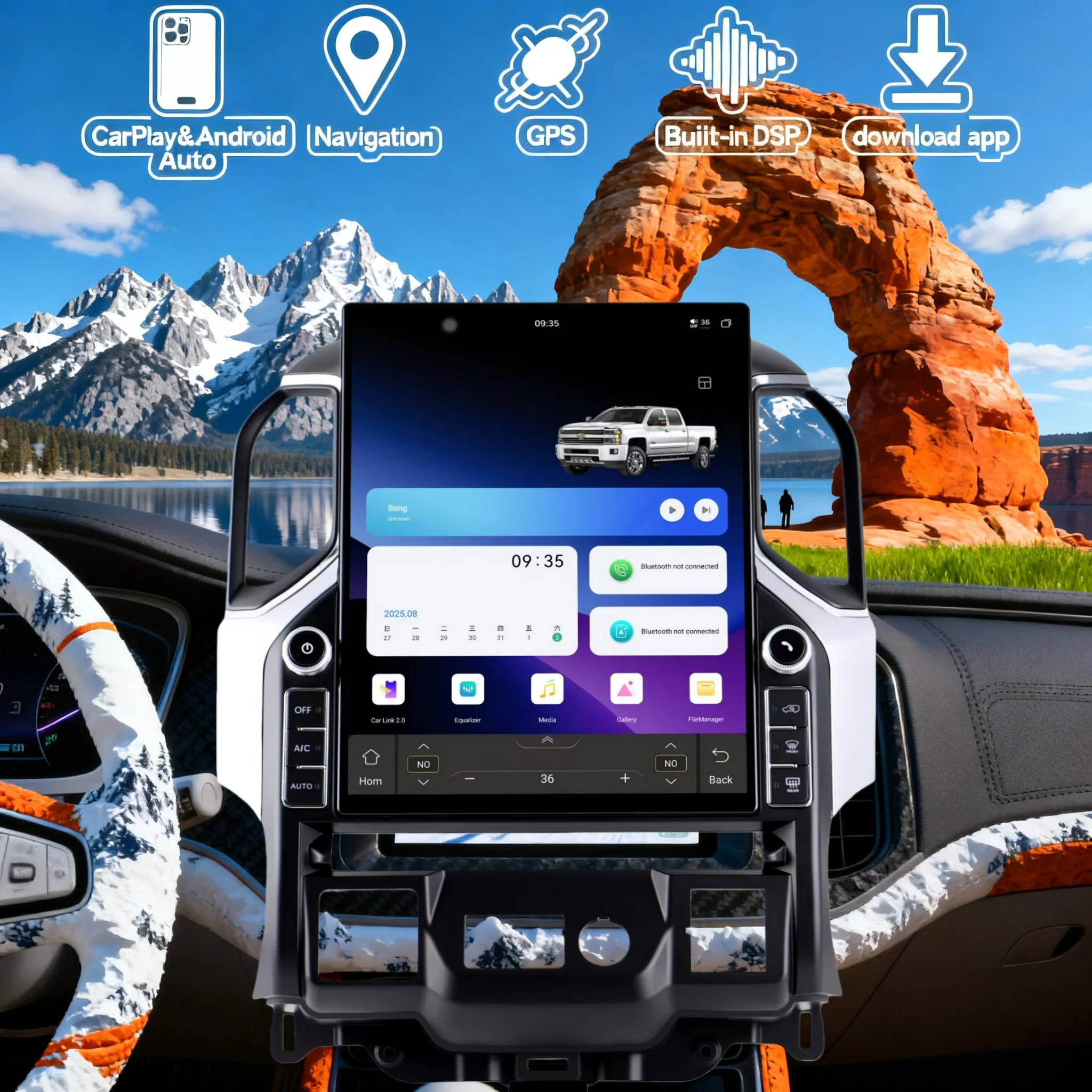 

16.8 Android 14 Screen Car Radio For Chevrolet Silverado GMC Sierra 2019-2023 CarPlay Auto Multimedia Stereo Player GPS Head