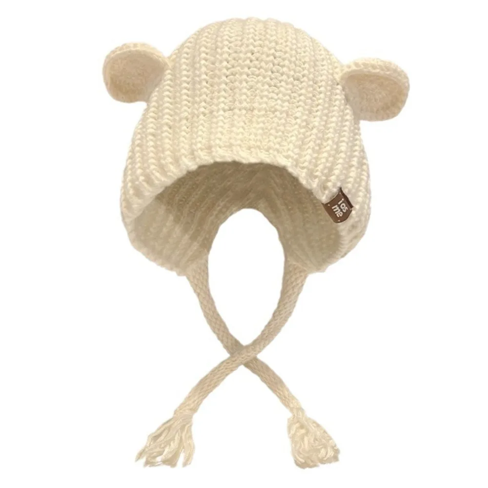 لطيف حماية الأذن الدب الأذن قبعة بلون الدفء محبوك قبعة القبعات حماية الأذن قبعة الشتاء #5