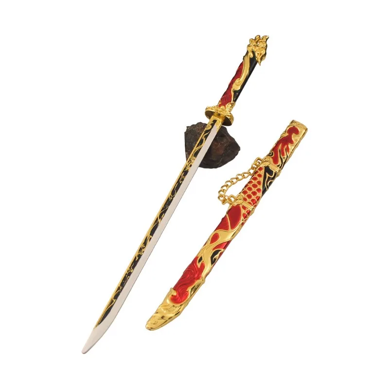 30 cm/11.81in Naraka: Bladepoint Jin Chun Feng Tang Heng Blade Metalen Schede Zwaard Legering Model Spel Wapens Handheld Ornament Gift