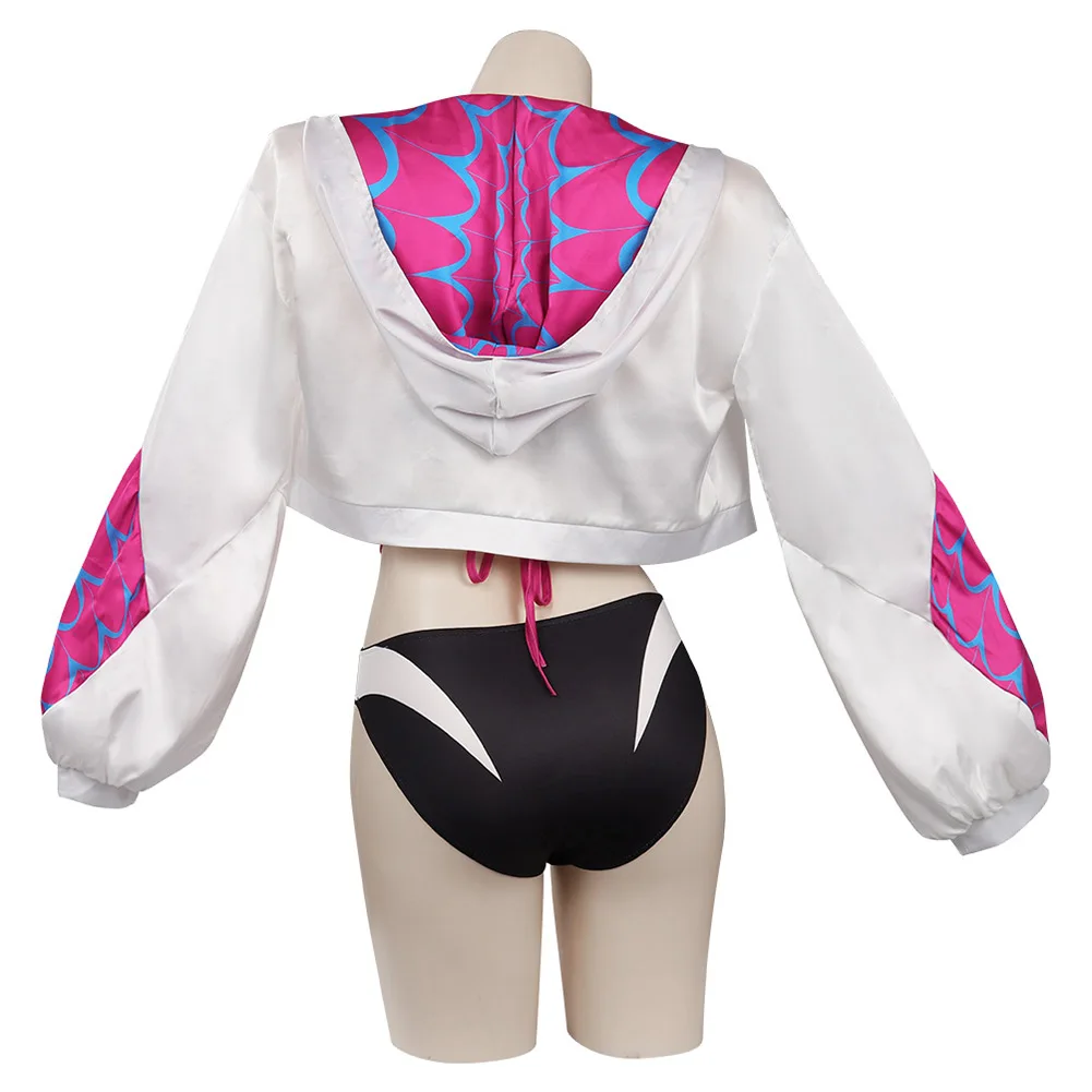 Maillot de bain cosplay Gwen Stacy pour femme adulte, à travers le verset, costume fantaisie, bikini femme araignée, déguisement d'Halloween