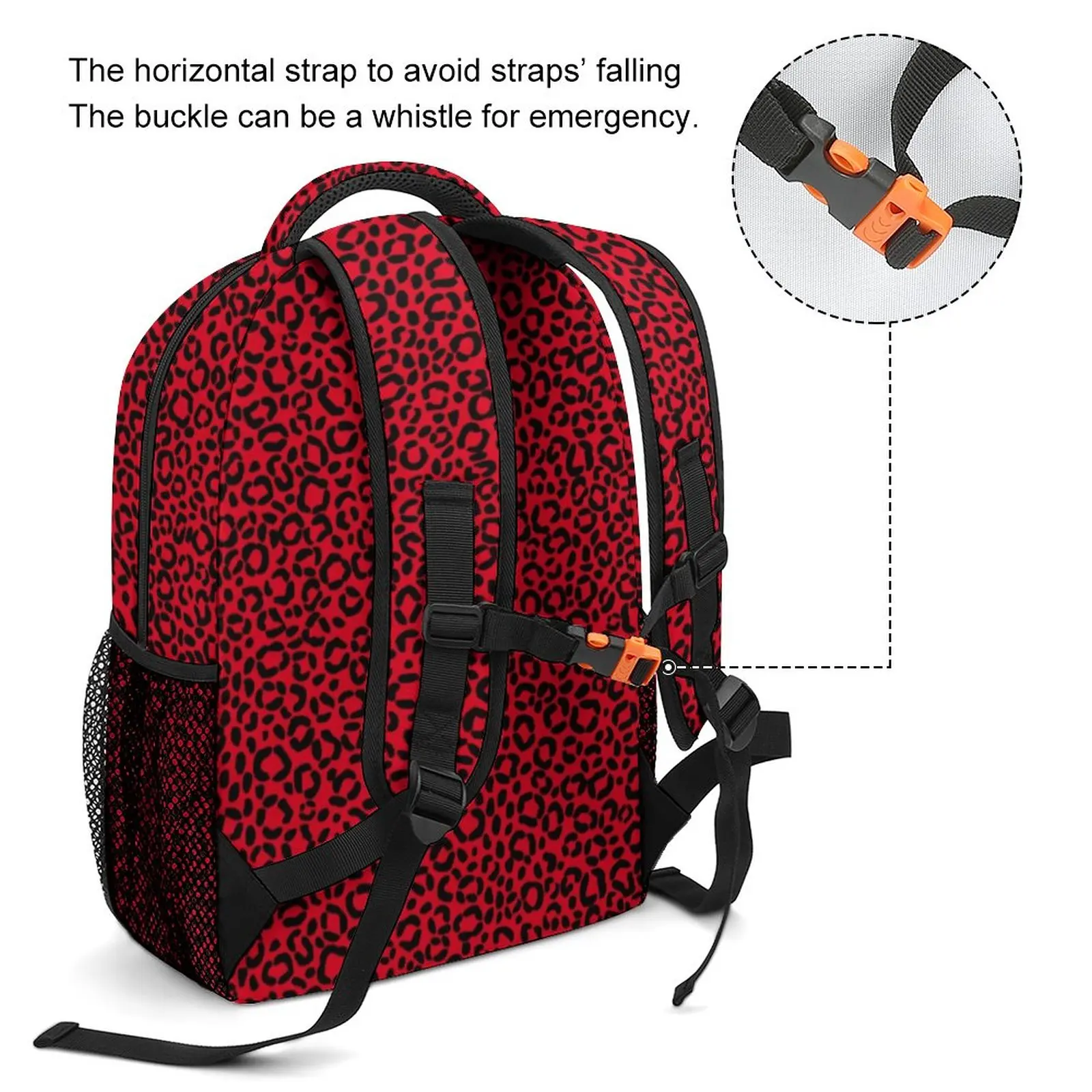 Red And Black Leopard Backpack Animal Fur Print Travel Backpacks Unisex Streetwear High School Bags Designer Breathable Rucksack