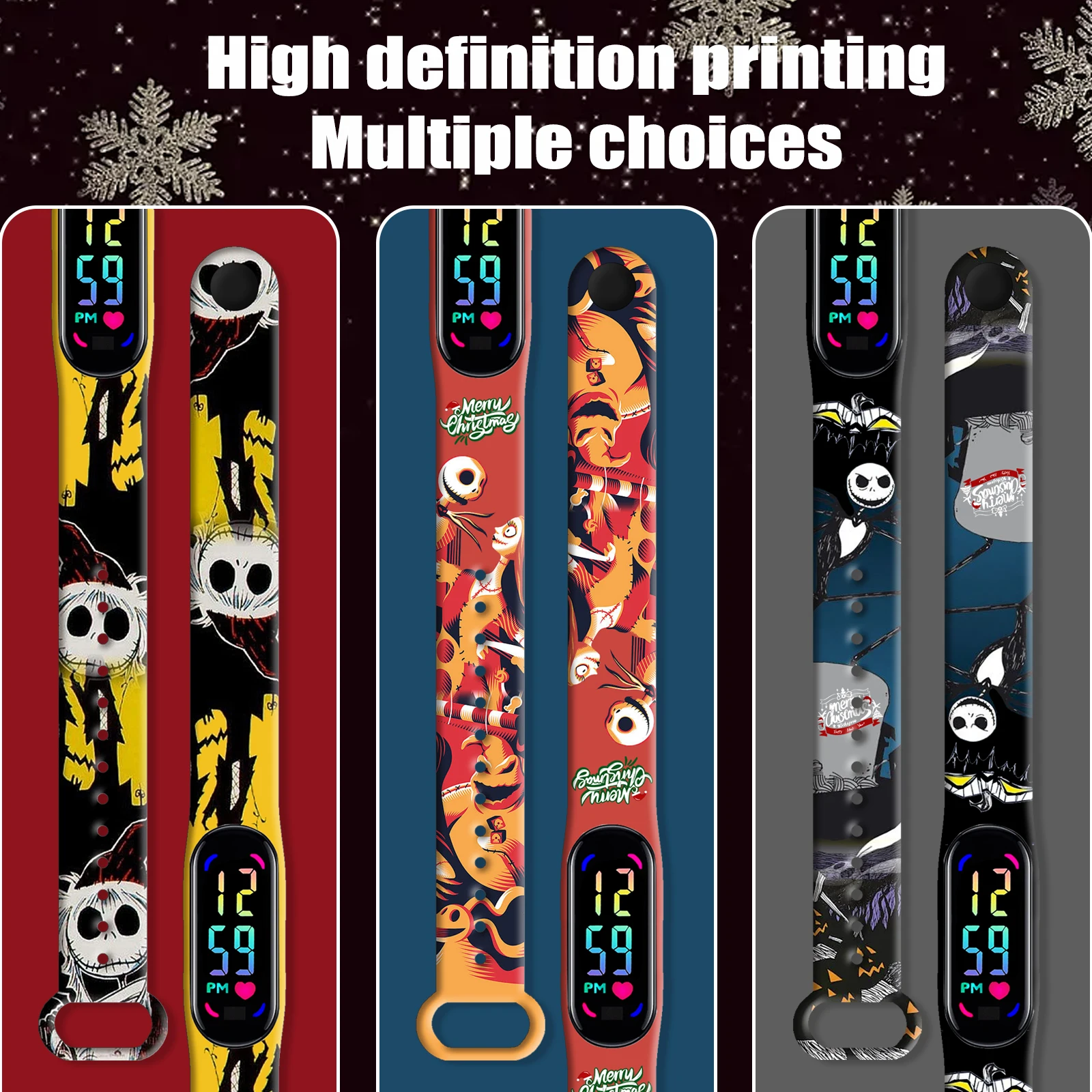 حزام ساعة Disney The Nightmare Before Christmas المطبوع لـ Xiaomi Mi Band 10، حزام ساعة بديل من السيليكون الناعم النحيف #3