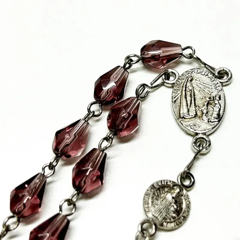 57be collares rosario cristiano cuentas vidrio cristal larga