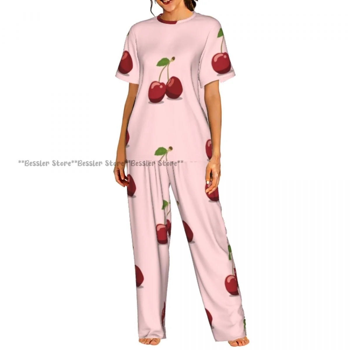 

Женские пижамные комплекты для дома и сна, вишнево-розовые, с коротким рукавом