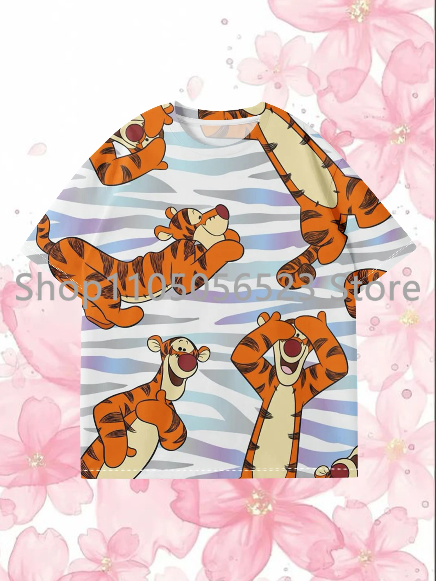 

2025 Miniso Winnie Bear Tigger Cartoon T Shirt Clothes Children's Adult's Clothing Cotton Short Sleeve Summer Cute T-Shirts