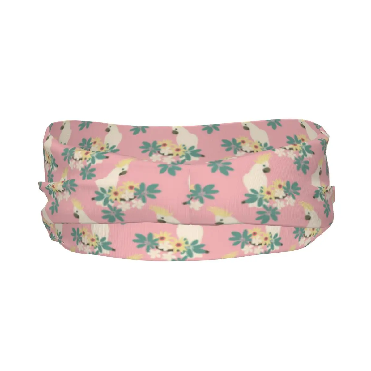 Kakadu Parrots And Tropical Plants Print Elastic Hair Band Yoga Headband Makeup Hair Hoop Headwrap