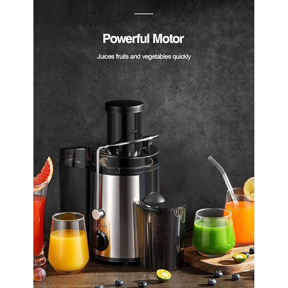 500 واط آلة صنع العصير بالطرد المركزي واسعة الفم 3 بوصة تغذية المزلق سرعة مزدوجة سهلة التنظيف الفولاذ المقاوم للصدأ الفاكهة الخضار النازع