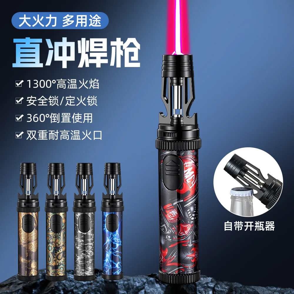 

Lighter butane HB310 Multifunctional windproof straight punch lighter Moxibustion cigar spray gun with wine