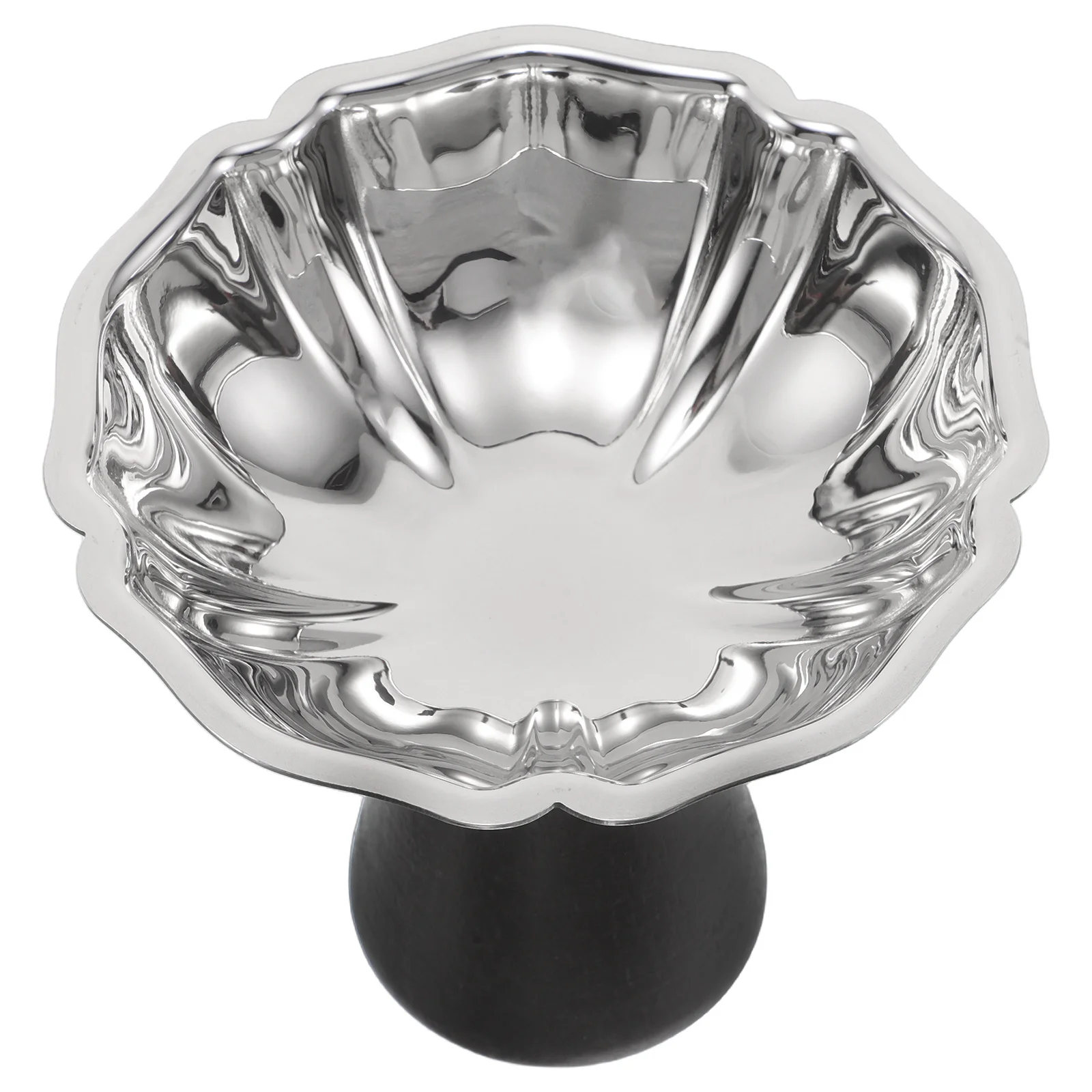 

Stainless Steel Dessert Bowls 150Ml Footed Ice Cream Cups for Yogurt Sundae Trifle Serving Bowl Reusable Retro Wood Base Metal