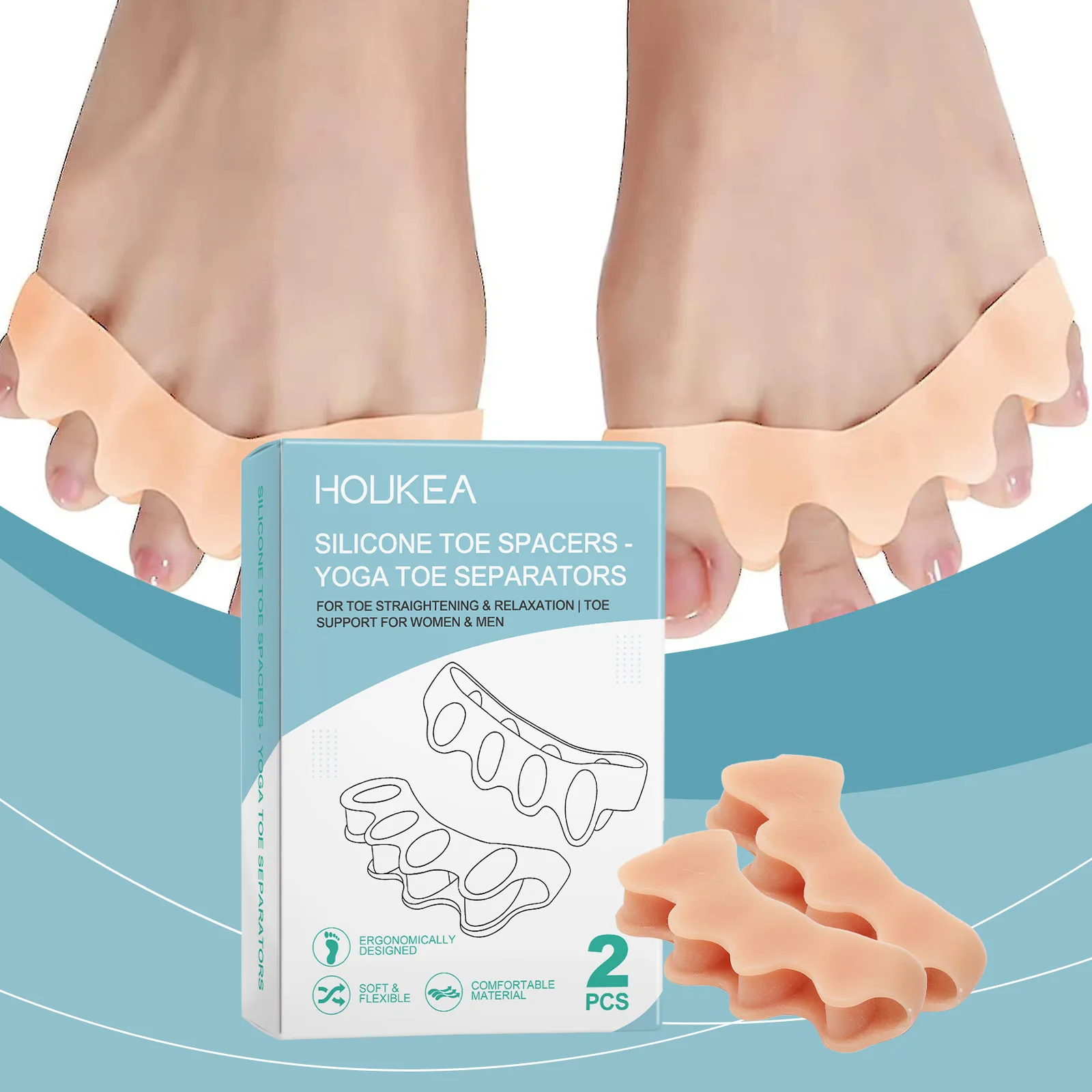 

Корректор разделителя пальцев ног, мягкий многоразовый выпрямитель для вальгусной деформации, эластичный корректор бурсита бурсита стопы, инструмент для ухода за ногами для взрослых и детей