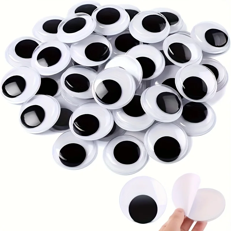 

20pcs DIY Movable Eyes Simulation Animal Eyeball Black White Color Self-Adhesive Doll Eye Kindergarten Children Craft Supplies