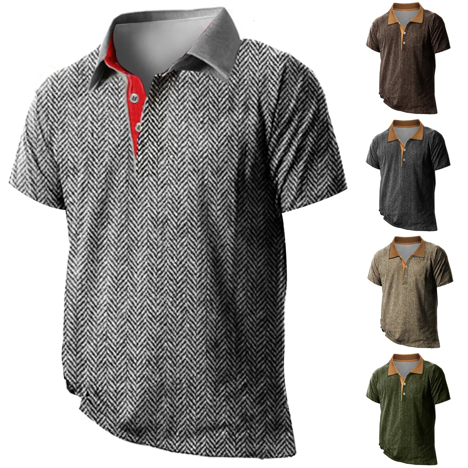 남성용 통기성 반팔 티셔츠, 캐주얼 라펠 셔츠, 데일리 베이직, 올 매치 버튼, 레저 패션, 여름